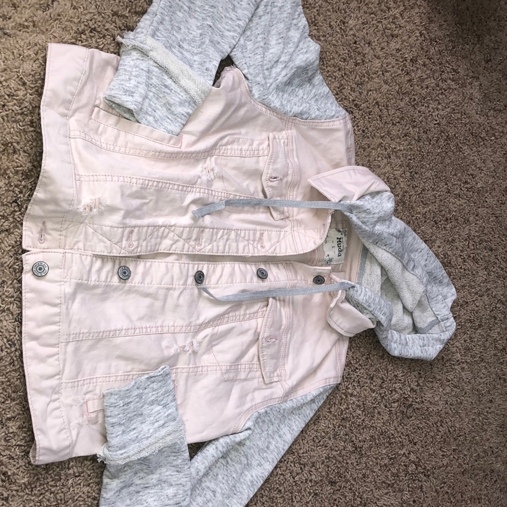 Mudd distressed denim blush hoodie jacket